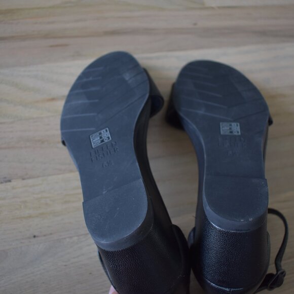 NWOT Eileen Fisher Black Mara Wedge Ankle Strap Leather Wedge Sandal -6.5 - Picture 6 of 6
